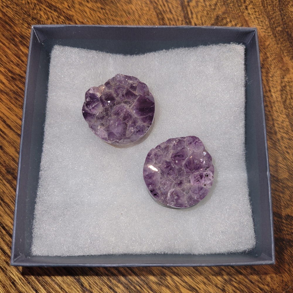 1 inch Amethyst Geode Tapered Plugs